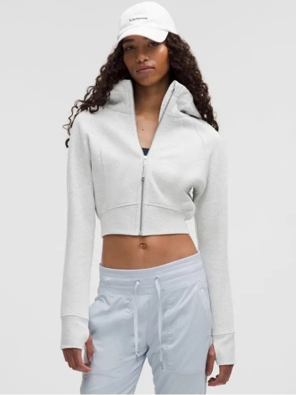 lululemon athletica Light Gray Cropped Full Zip Scuba